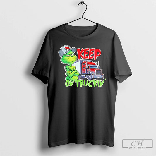 Classic Keep On Truckin Christmas Grinch Truck Driver T-Shirts, Hoodie, Sweatshirt | AU18TeeNovaLab.com