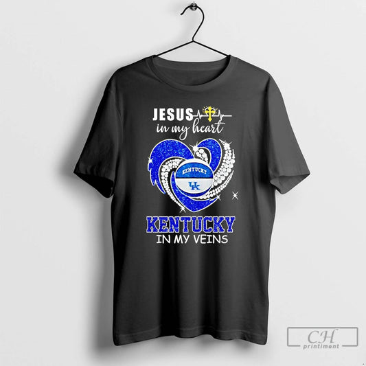 Classic Kentucky Wildcats In My Veins Jesus In My Heart T-Shirts, Hoodie, Sweatshirt | AU18TeeNovaLab.com