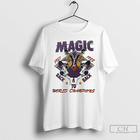 Classic Lakers Magic Johnson Back To Back 1987 1988 World Champions T-Shirts, Hoodie, Sweatshirt | AU18TeeNovaLab.com