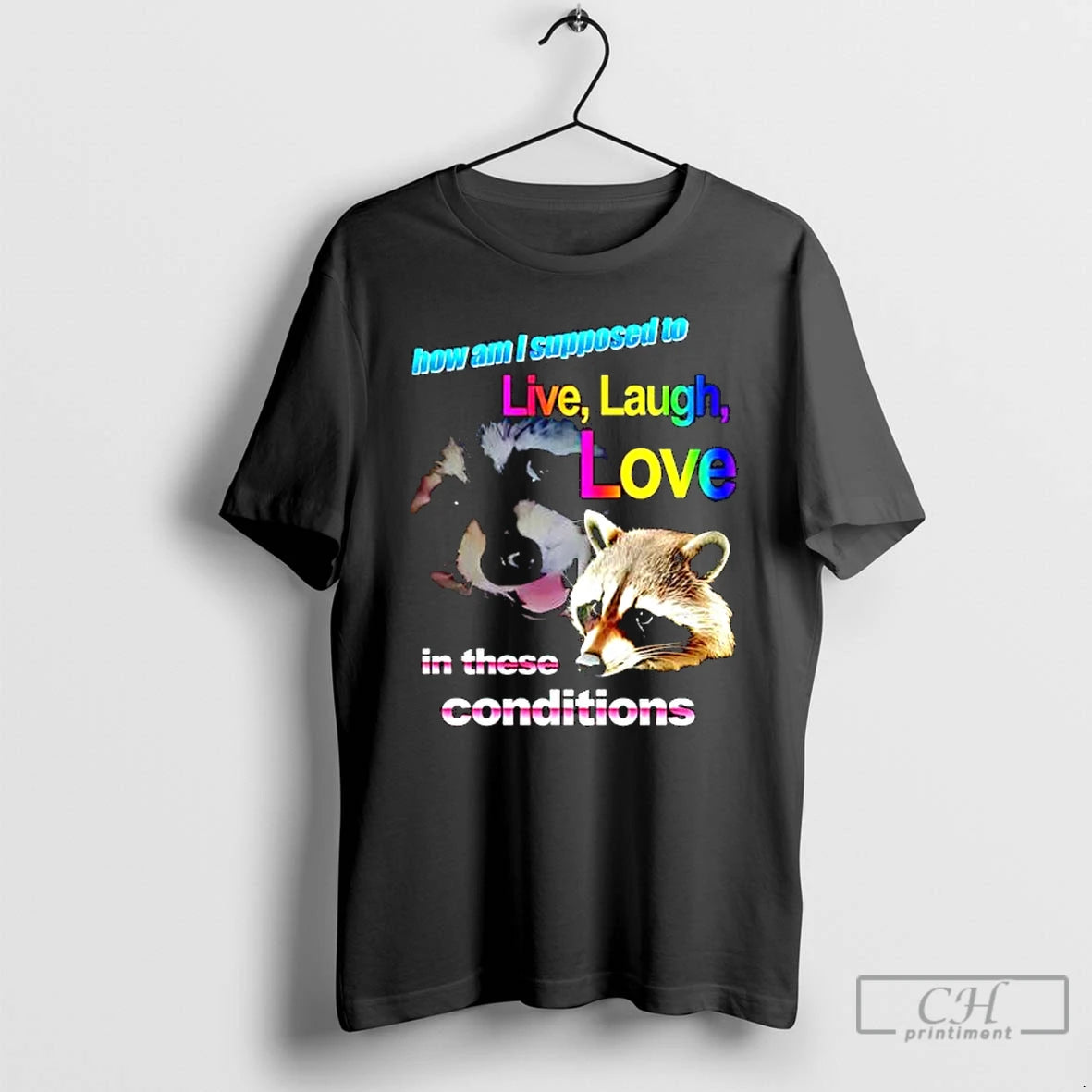 Classic Live Laugh Love Raccoon Rainbow Graphic T-Shirts, Hoodie, Sweatshirt | AU18TeeNovaLab.com