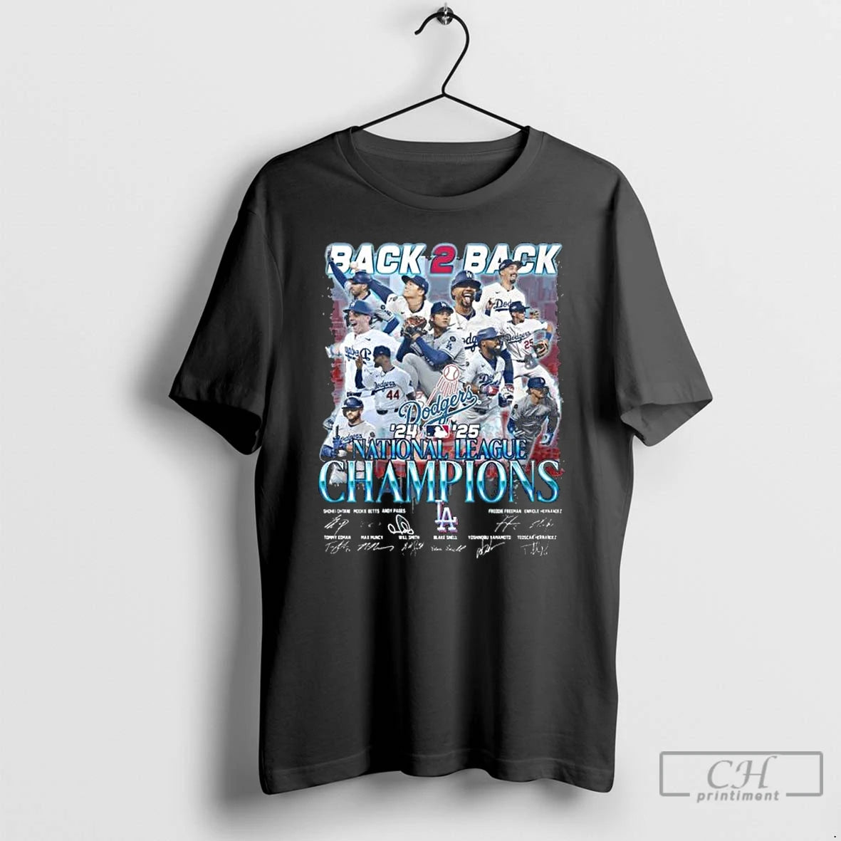 Classic Los Angeles Dodgers Back 2 Back 2024 2025 National League Champions Signature T Shirts