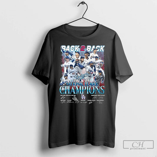 Classic Los Angeles Dodgers Back 2 Back 2024 2025 National League Champions Signature T Shirts