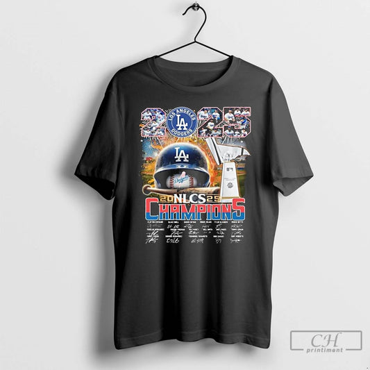 Classic Los Angeles Dodgers Nl Champions 2025 Helmets Signatures Long Sleve T Shirts