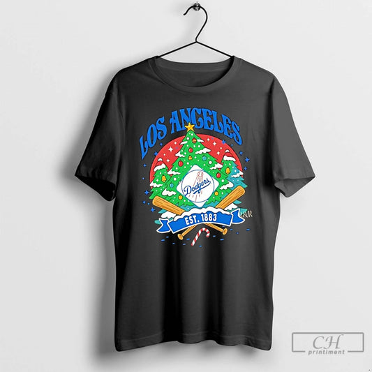 Classic Los Angeles Dodgers Ugly Christmas Tree Motif Est 1883 Logo T-Shirts, Hoodie, Sweatshirt | AU18TeeNovaLab.com
