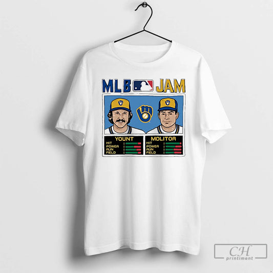 Classic Mlb Jam Milwaukee Brewers Robin Yount And Paul Molitor T Shirts