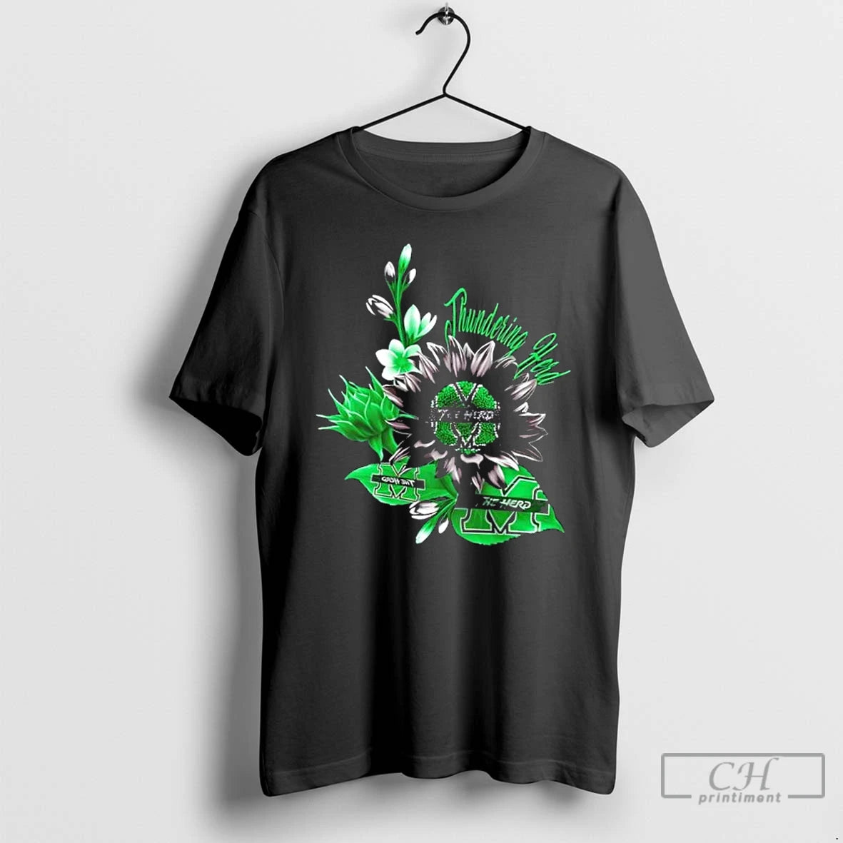 Classic Marshall Thundering Herd Football X Sunflower Floral T-Shirts, Hoodie, Sweatshirt | AU18TeeNovaLab.com