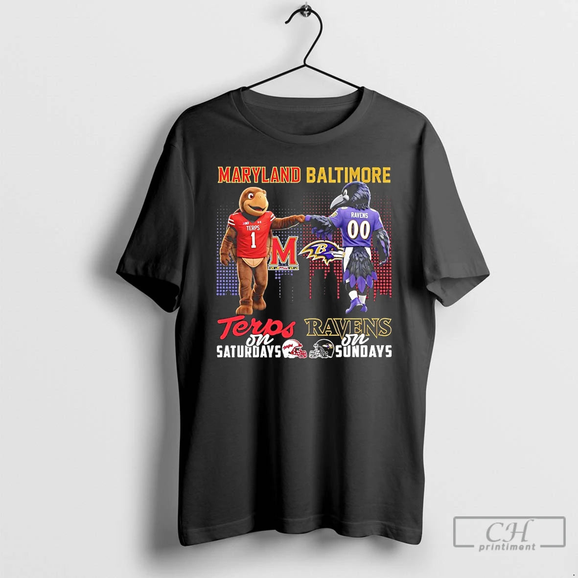 Classic Maryland Terrapins On Saturday And Baltimore Ravens On Sundays Mascot T-Shirts, Hoodie, Sweatshirt