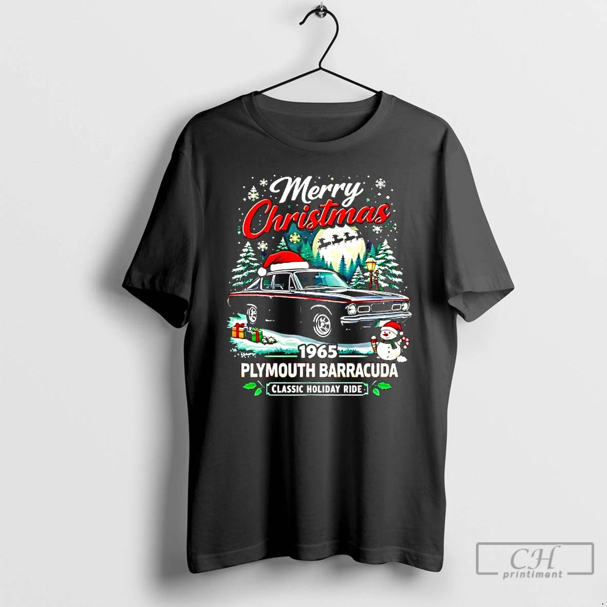 Classic Merry Christmas 1965 Plymouth Barracuda Classic Holiday Ride T-Shirts, Hoodie, Sweatshirt | AU18TeeNovaLab.com