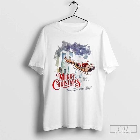 Classic Merry Christmas From New York City Santa Sleigh 11 9 Attacks T Shirts Sweater Hoodie, Sweatshirt | AU18TeeNovaLab.com
