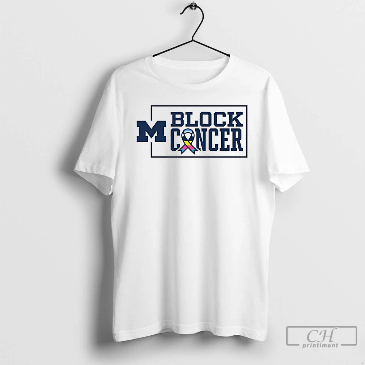 Classic Michigan Wolverines Block Cancer Ribbon Ornaments T Shirts