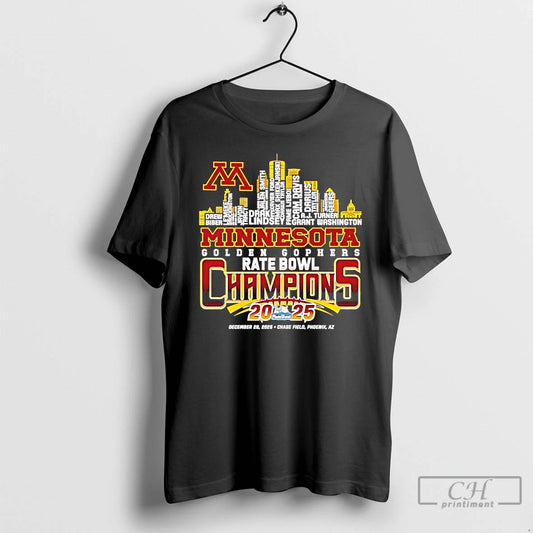 Classic Minnesota Golden Gophers 2025 Rate Bowl Champions City Skyline T-Shirts, Hoodie, Sweatshirt | AU18TeeNovaLab.com
