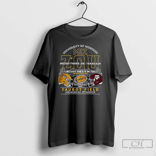 Classic Mizzou Tigers Vs Texas Am Aggies 2025 Game Day Memorial Stadium T Shirts