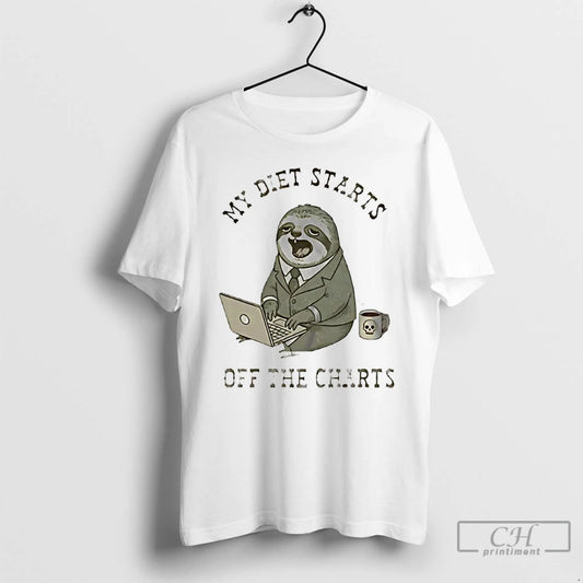 Classic My Diet Starts Off The Charts Sloth T-Shirts, Hoodie, Sweatshirt | AU18TeeNovaLab.com