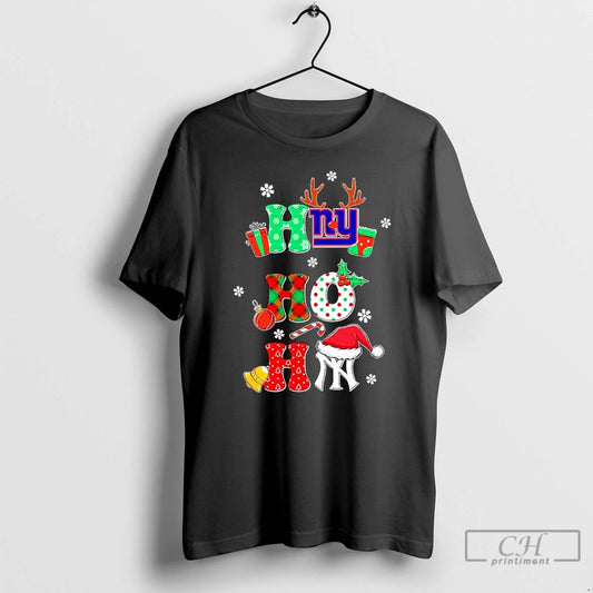 Classic Ny Sports Teams Giants And Yankees Ho Ho Ho Christmas T Shirts