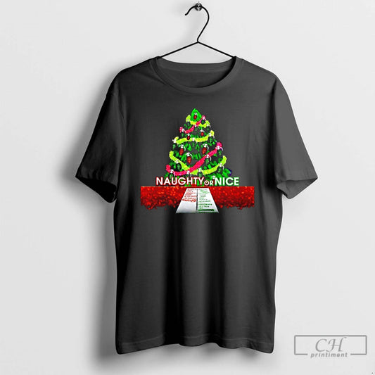Classic Naughty Or Nice Christmas Tree Grenade Ornaments Graphic T-Shirts, Hoodie, Sweatshirt | AU18TeeNovaLab.com