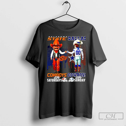 Classic Oklahoma State Cowboys On Saturdays Vs Dallas Cowboys On Sundays Mascot Skyline Christmas T-Shirts, Hoodie,...