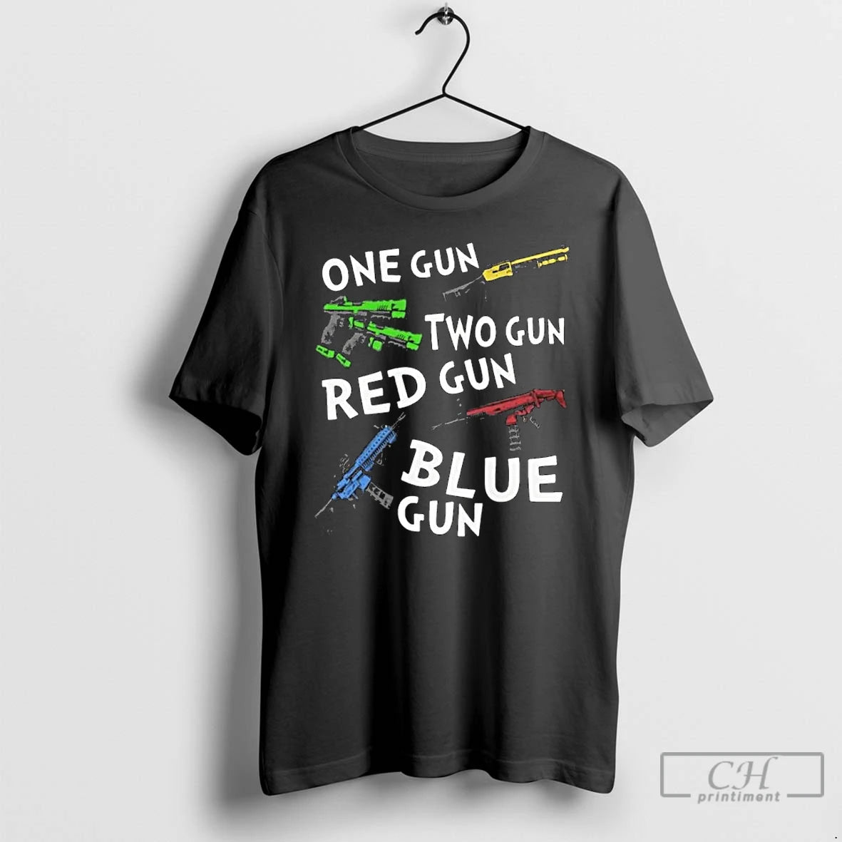 Classic One Gun Two Gun Red Gun Blue Gun Long Sleve T Shirts
