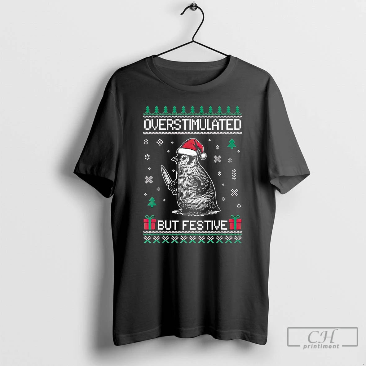 Classic Overstimulated But Festive Ugly Christmas Penguin Knife T-Shirts, Hoodie, Sweatshirt | AU18TeeNovaLab.com
