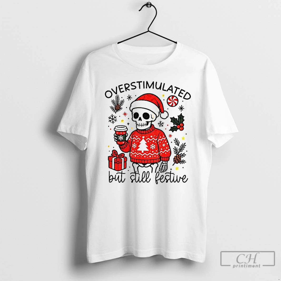 Classic Overstimulated But Still Festive Funny Christmas 2025 T-Shirts, Hoodie, Sweatshirt | AU18TeeNovaLab.com