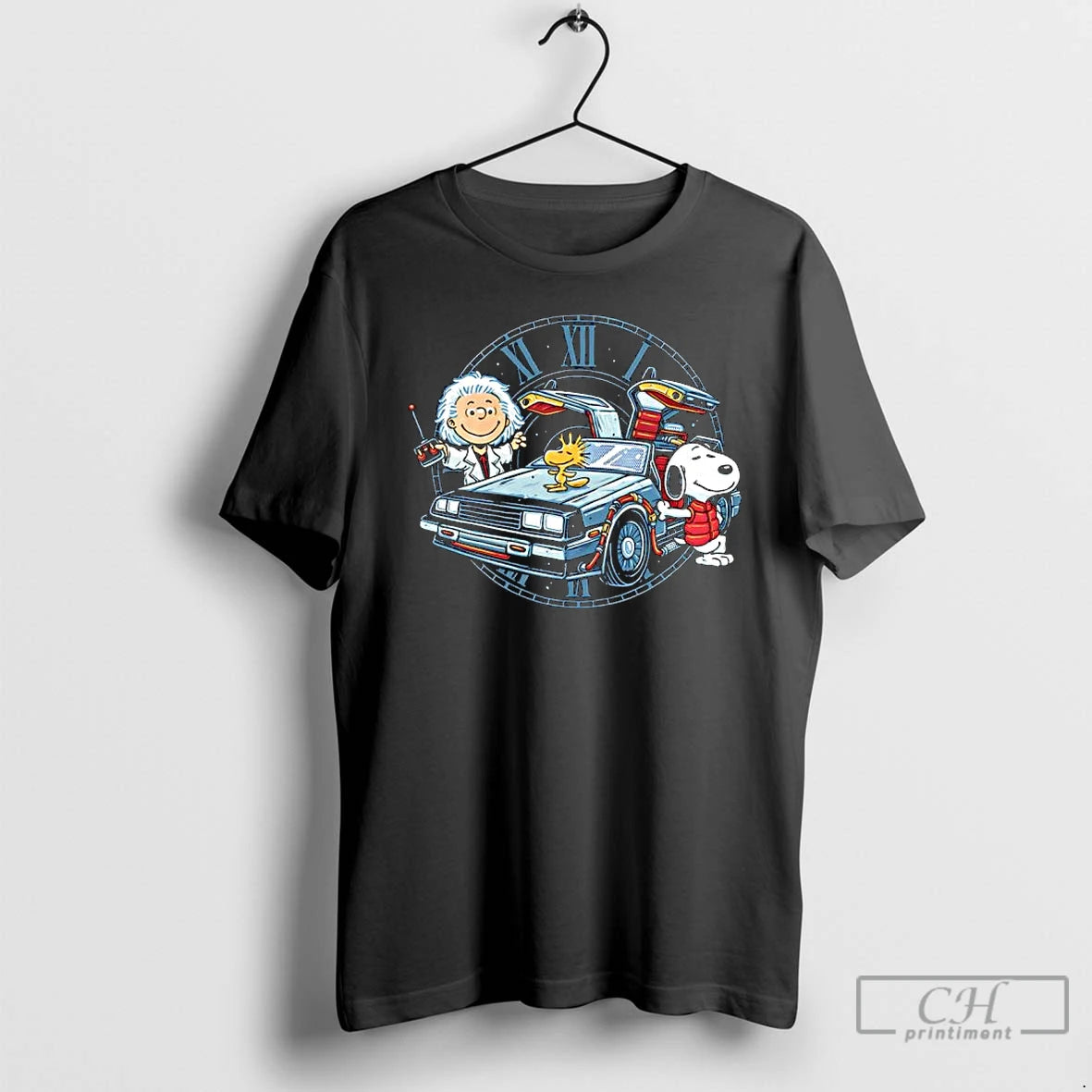 Classic Peanuts Characters Back To The Future Time Travel Buddies Graphic T-Shirts, Hoodie, Sweatshirt | AU18TeeNovaLab.com