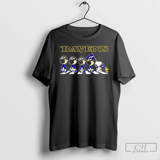 Classic Peanuts X Baltimore Ravens Football Flag Walking T-Shirts, Hoodie, Sweatshirt | AU18TeeNovaLab.com
