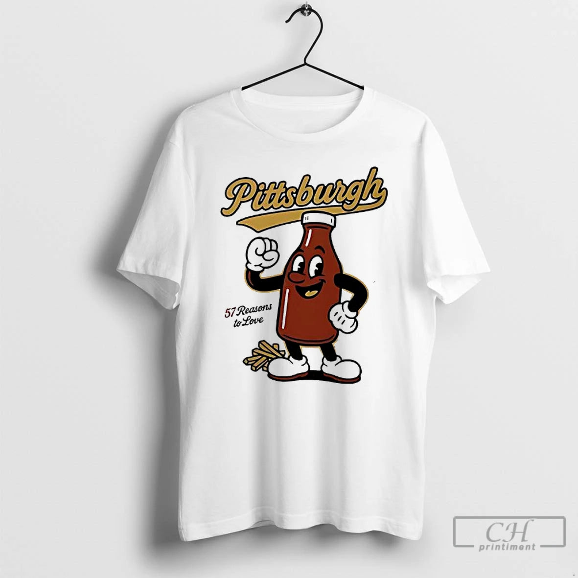 Classic Pittsburgh 57 Ketchup Bottle Mascot Funny T-Shirts, Hoodie, Sweatshirt | AU18TeeNovaLab.com