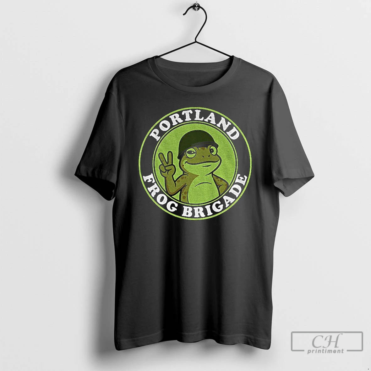 Classic Portland Frog Brigade Badge Peace Sign Mascot T Shirts