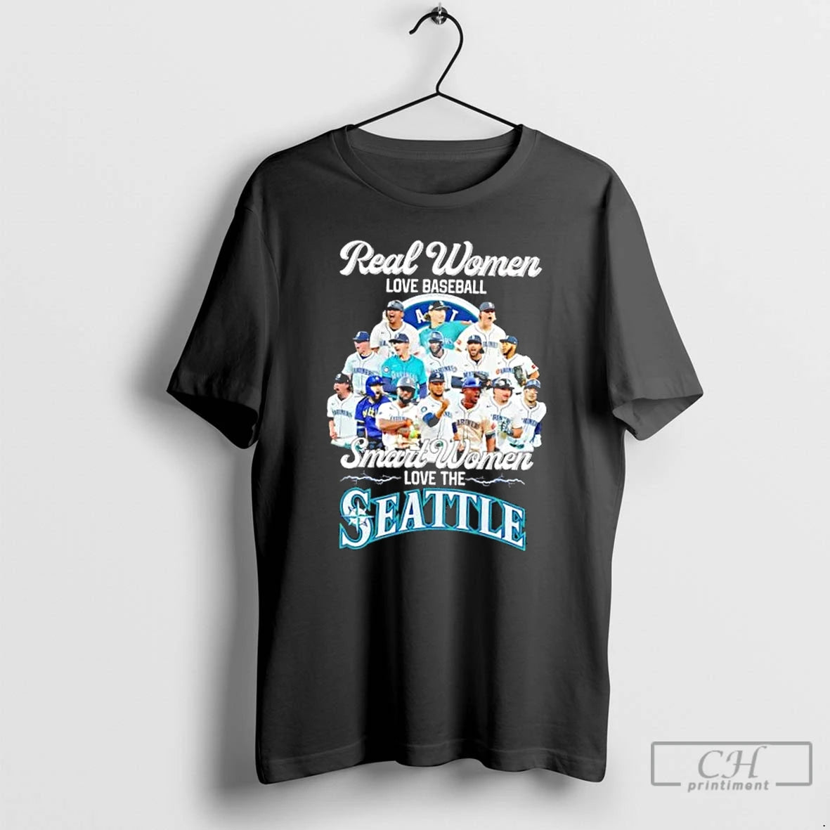 Classic Real Women Love Baseball Smart Women Love The Seattle Mariners Baseball Players T Shirts