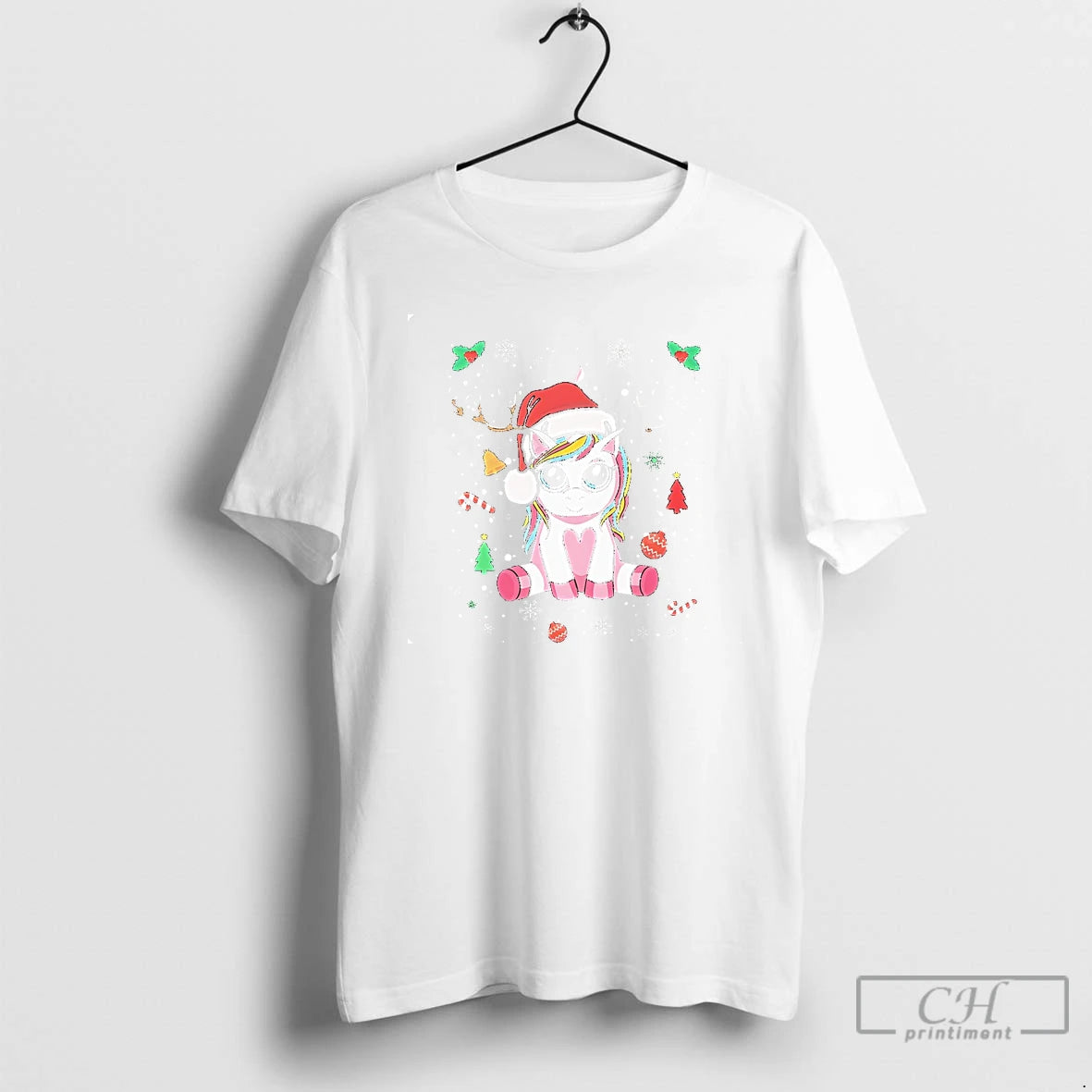 Classic Reindeer Horn Unicorn Santa Hat Christmas T Shirts