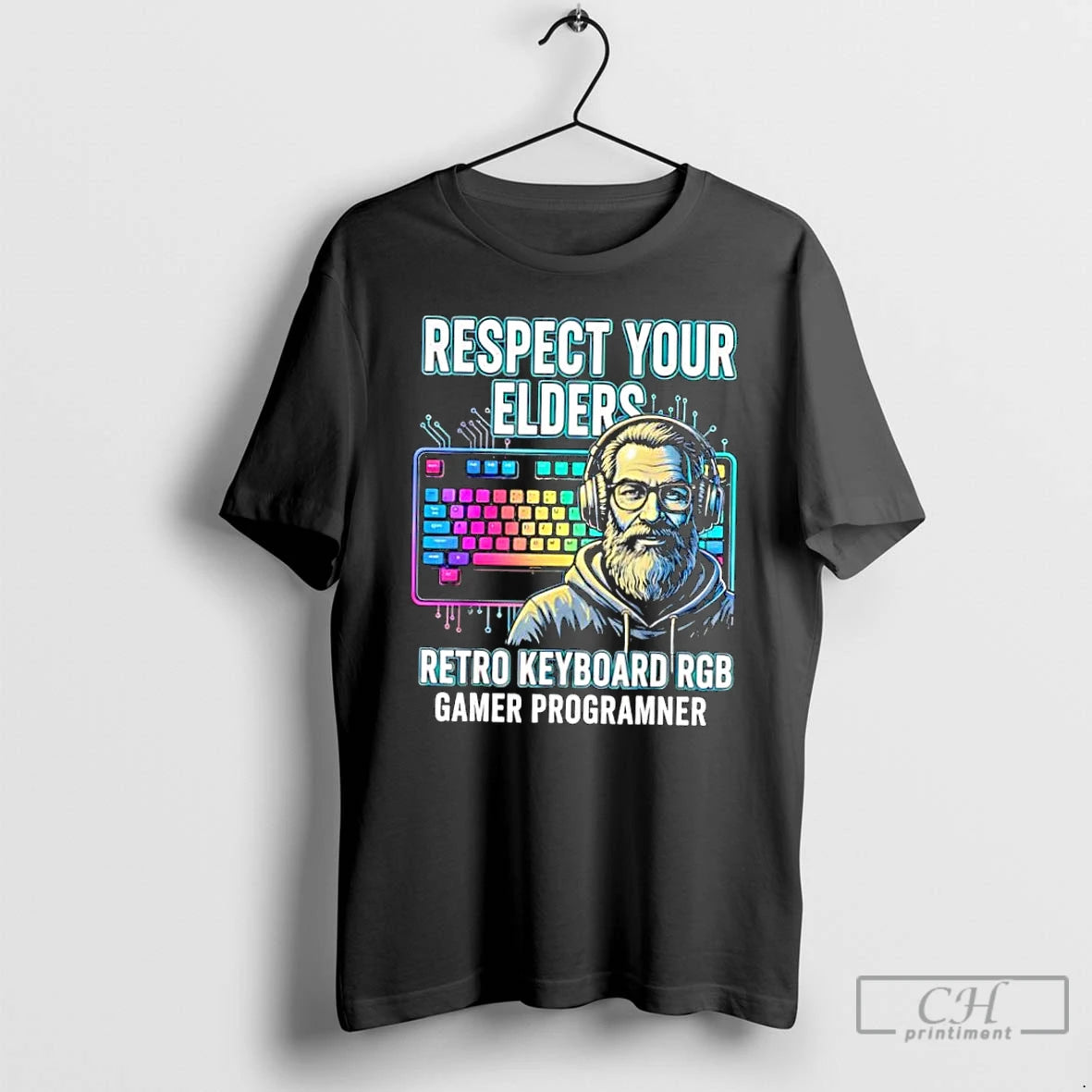 Classic Respect Your Elders Retro Keyboard Rgb Gamer Programmer T-Shirts, Hoodie, Sweatshirt | AU18TeeNovaLab.com