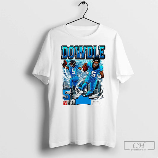 Classic Rico Dowdle Carolina Panthers Football 2025 Number 5 Skyline T Shirts Hoodie, Sweatshirt | AU18TeeNovaLab.com