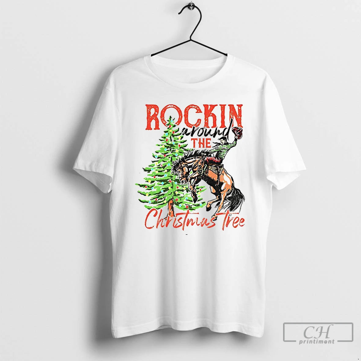 Classic Rockin Around The Christmas Tree Cowboy Country Retro T-Shirts, Hoodie, Sweatshirt | AU18TeeNovaLab.com