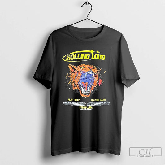 Classic Rolling Loud Asap Rocky Playboi Carti Peso Pluma Tiger Roar T Shirts
