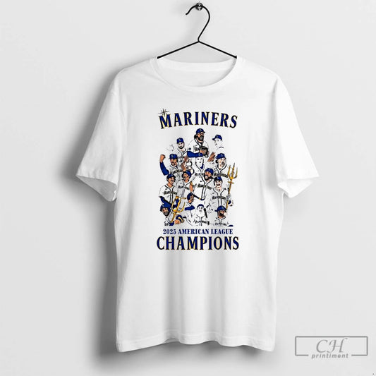 Classic Seattle Mariners 2025 American League Champions Caricature T Shirts
