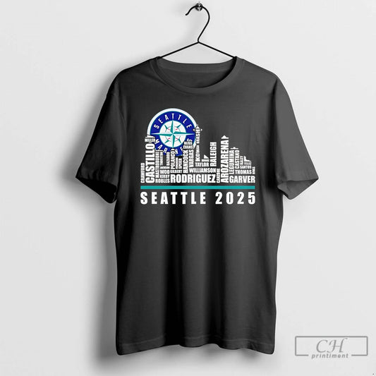 Classic Seattle Mariners Signatures Skycity 2025 T Shirts