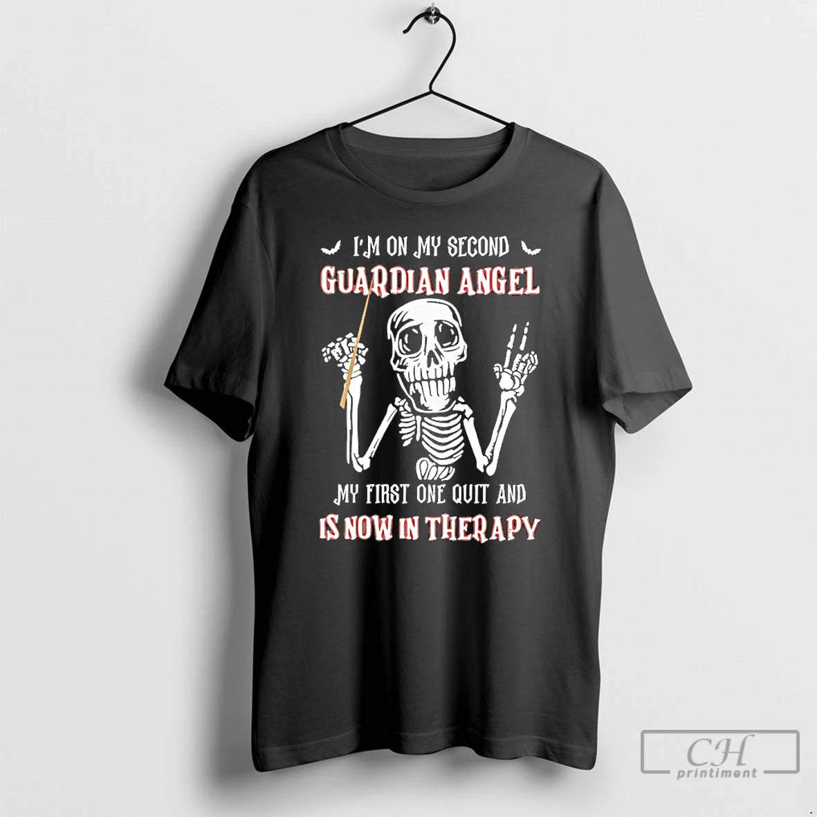 Classic Skeleton Im On My Second Guardian Angel My First One Out And Is Now T-Shirts, Hoodie, Sweatshirt | AU18TeeNovaLab.com