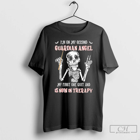 Classic Skeleton Im On My Second Guardian Angel My First One Out And Is Now T-Shirts, Hoodie, Sweatshirt | AU18TeeNovaLab.com