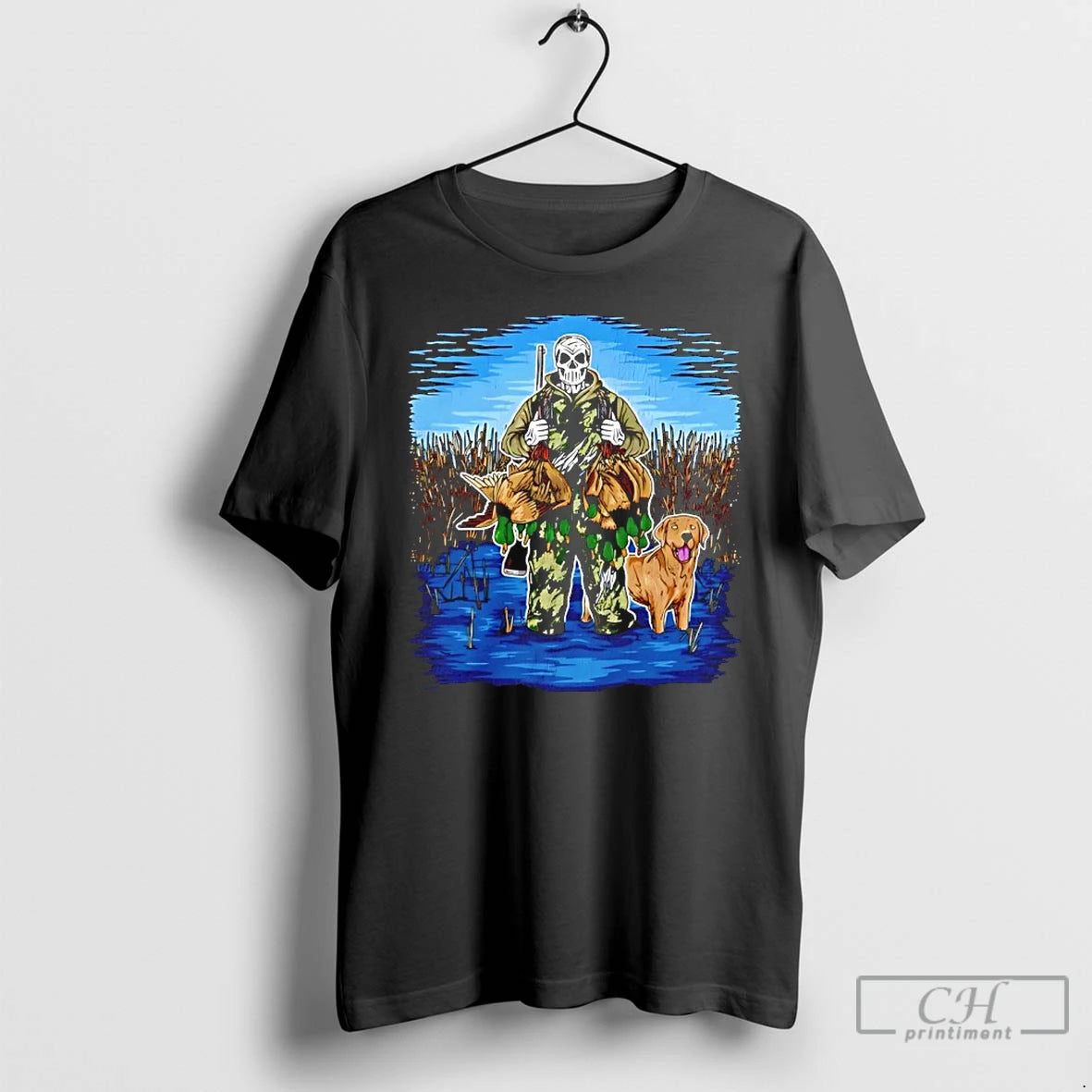 Classic Skeleton Duck Huntin Yellow Lab T-Shirts, Hoodie, Sweatshirt | AU18TeeNovaLab.com