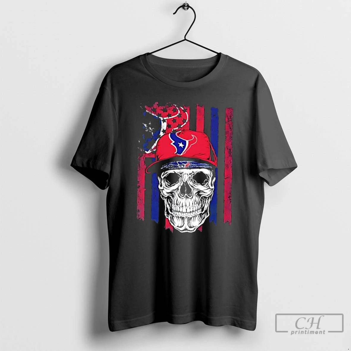 Classic Skull Wearing A Cap X Houston Texans Us Flag T-Shirts, Hoodie, Sweatshirt | AU18TeeNovaLab.com