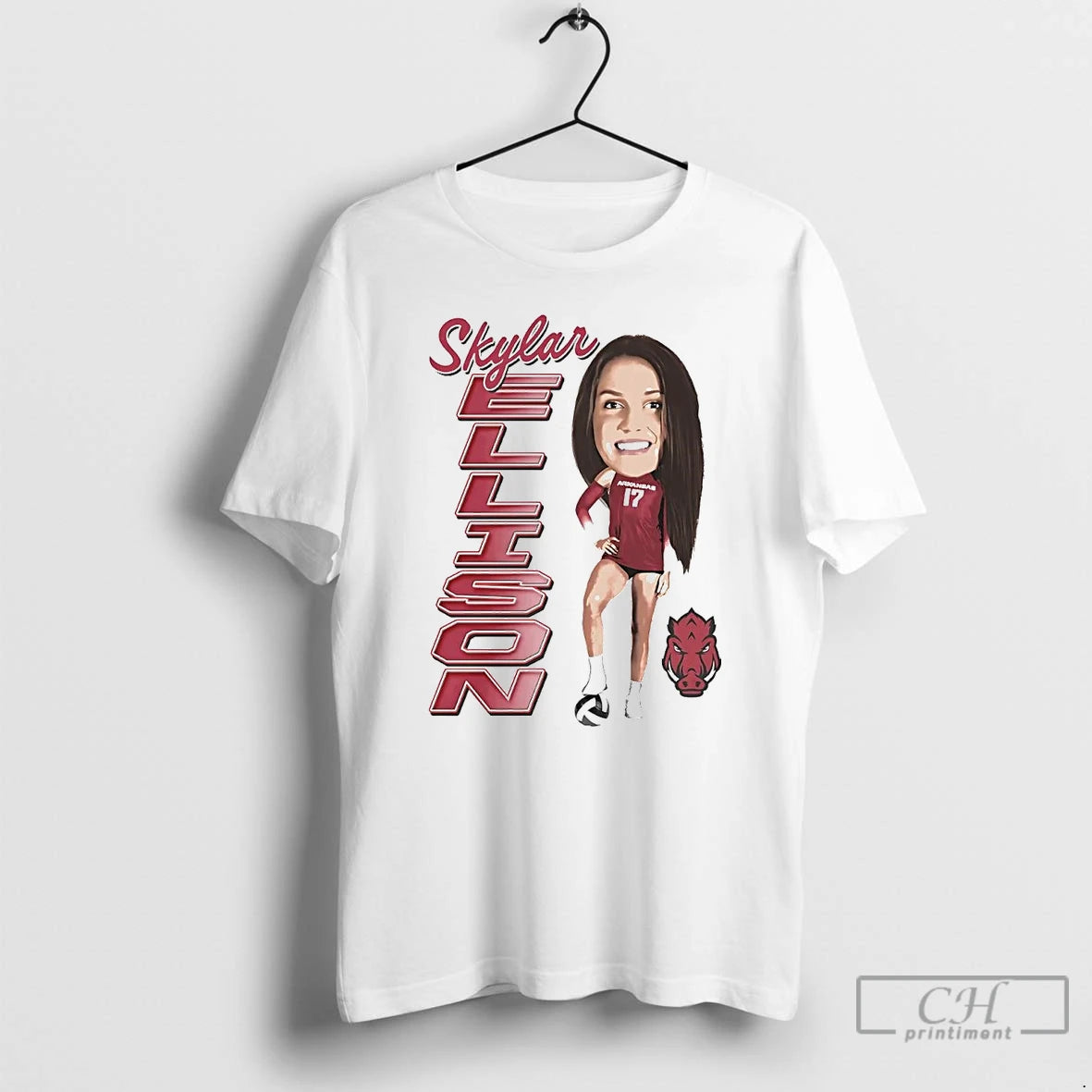 Classic Skylar Ellison Big Head Caricature Arkansas T-Shirts, Hoodie, Sweatshirt | AU18TeeNovaLab.com