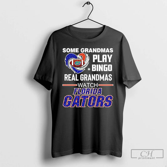 Classic Some Grandmas Play Bingo Real Grandmas Watch Florida Gators Diamond Heart T Shirts Sweater