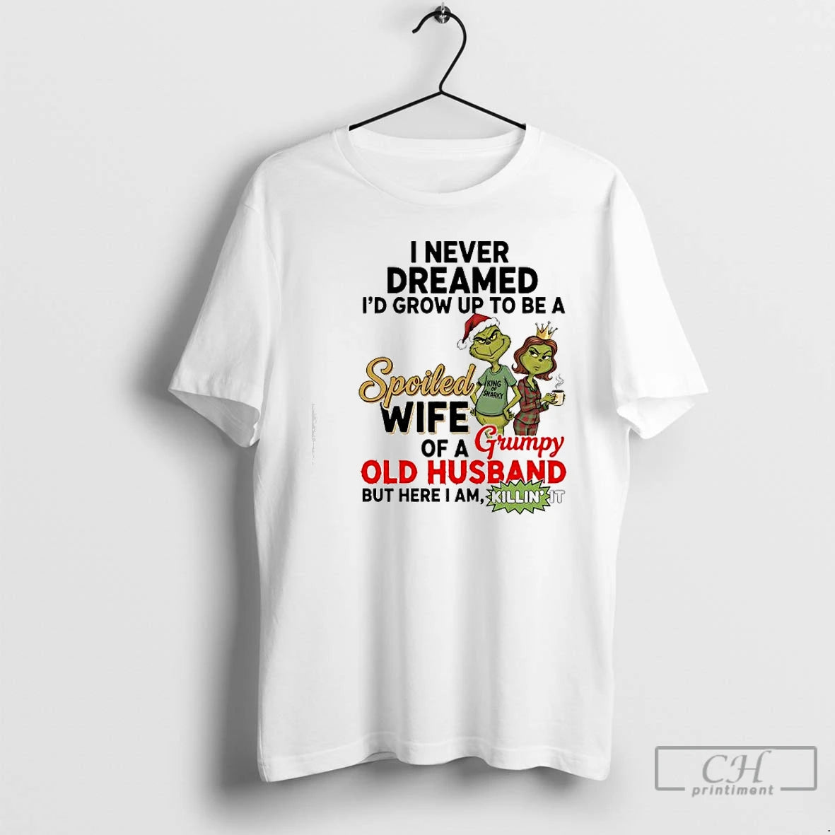 Classic Spoiled Wife Of A Grumpy Old Husband Grinch Graphic T-Shirts, Hoodie, Sweatshirt | AU18TeeNovaLab.com