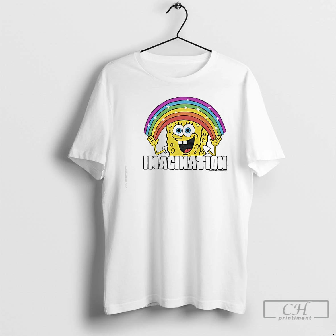 Classic Sponge Squarepants Imagination Rainbow Graphic T-Shirts, Hoodie, Sweatshirt | AU18TeeNovaLab.com