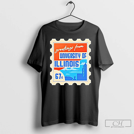 Classic Stamp Greetings From University Of Illinois T-Shirts, Hoodie, Sweatshirt | AU18TeeNovaLab.com