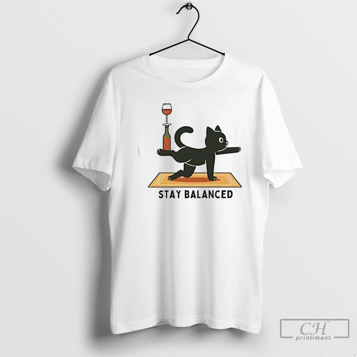 Classic Stay Balanced Cat Yoga T Shirts