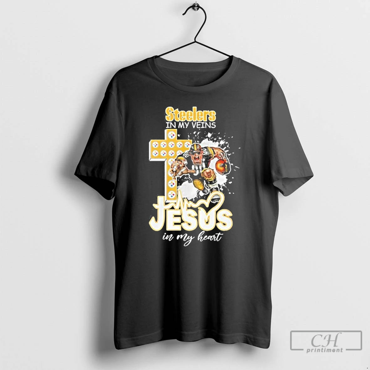 Classic Steelers In My Veins Jesus Mascot In My Heart Mascots T-Shirts, Hoodie, Sweatshirt | AU18TeeNovaLab.com