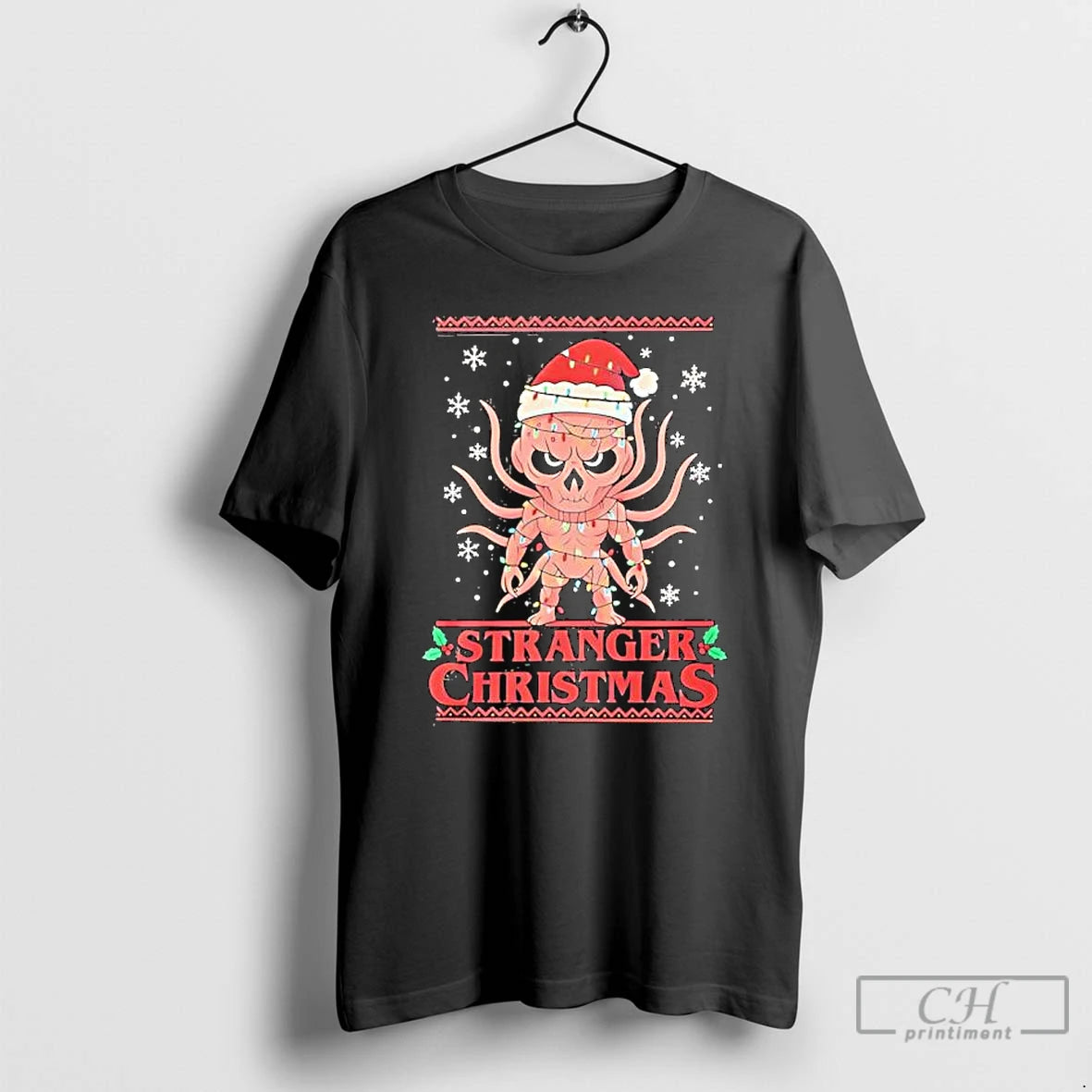Classic Stranger Christmas Demogorgon Ugly Christmas Lights T-Shirts, Hoodie, Sweatshirt | AU18TeeNovaLab.com