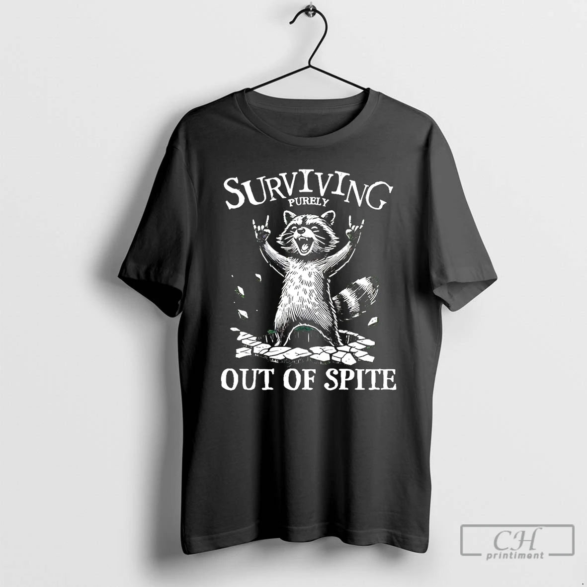 Classic Surviving Purely Out Of Spite Raccoon T-Shirts, Hoodie, Sweatshirt | AU18TeeNovaLab.com