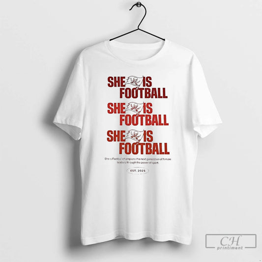 Classic Tampa Bay Buccaneers She Is Football 2025 T-Shirts, Hoodie, Sweatshirt | AU18TeeNovaLab.com