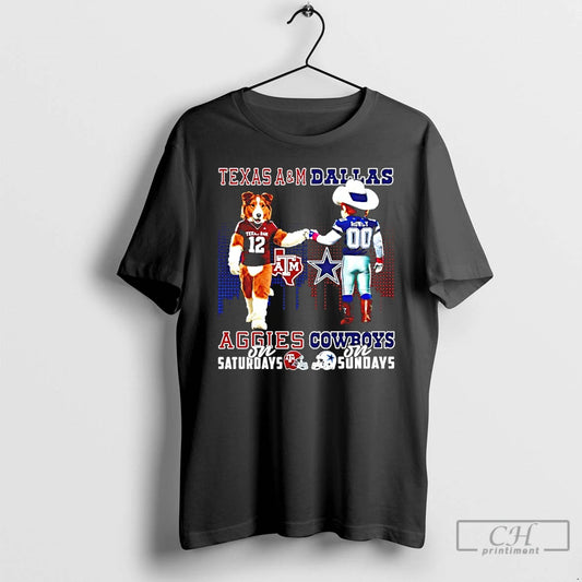 Classic Texas Am Aggies On Saturdays Vs Dallas Cowboys On Sundays Mascot Skyline T Shirts Hoodie, Sweatshirt